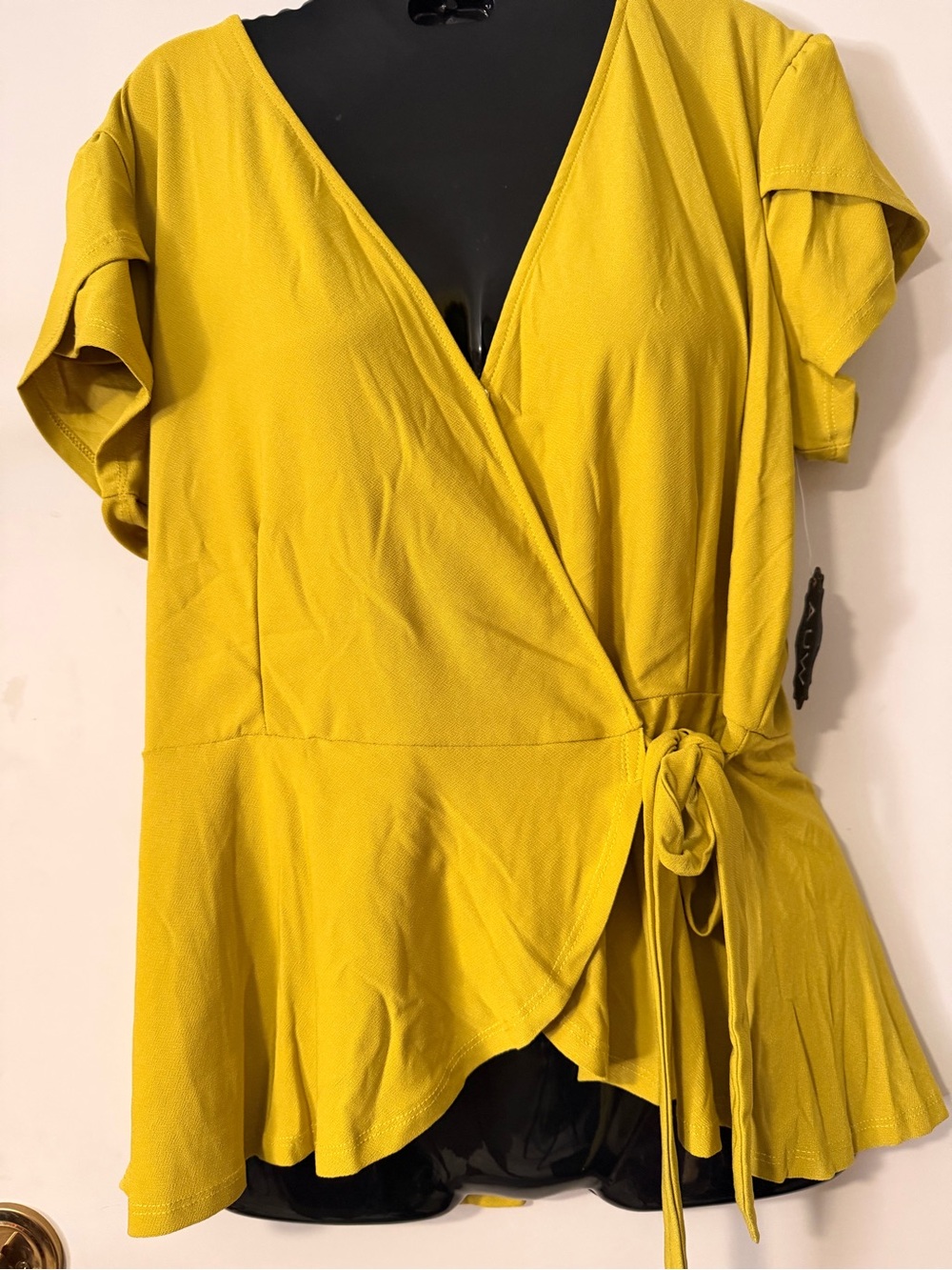 Women’s Mustard Wrap Blouse with Side Tie